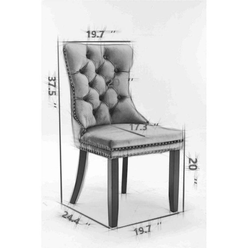 Sedia da pranzo in velluto nero e beige, set da 2