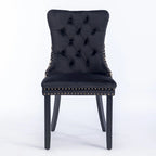 Sedia da pranzo in velluto nero e beige, set da 2