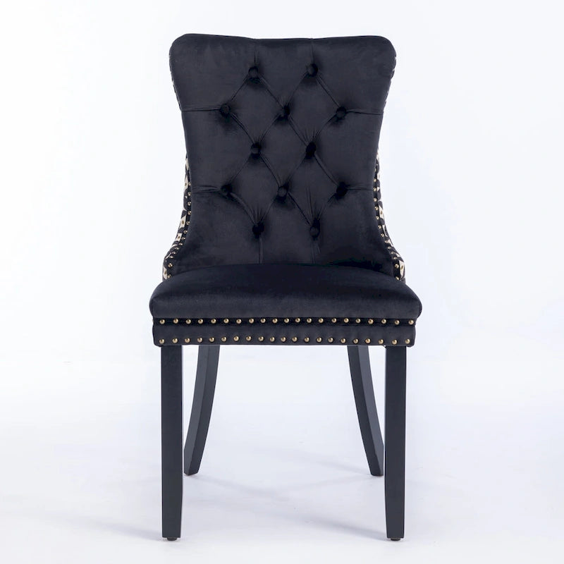 Sedia da pranzo in velluto nero e beige, set da 2