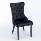 Sedia da pranzo in velluto nero e beige, set da 2