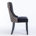 Sedia da pranzo in velluto nero e beige, set da 2