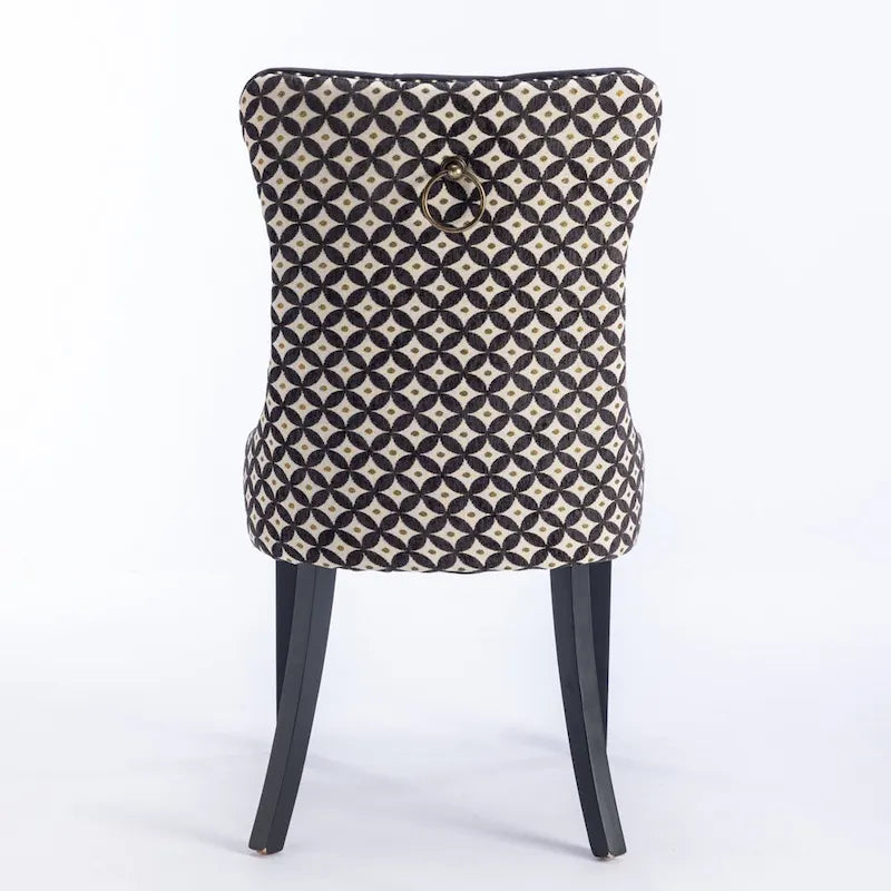 Sedia da pranzo in velluto nero e beige, set da 2