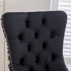 Sedia da pranzo in velluto nero e beige, set da 2