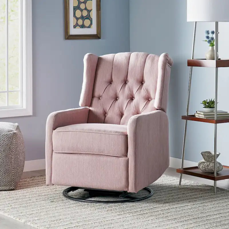 Fauteuil inclinable pivotant contemporain à dossier haut capitonné