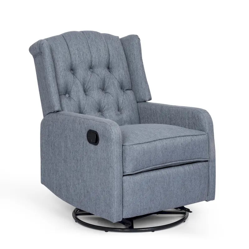 Fauteuil inclinable pivotant contemporain à dossier haut capitonné