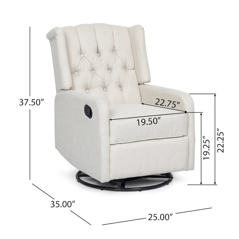 Fauteuil inclinable pivotant contemporain à dossier haut capitonné