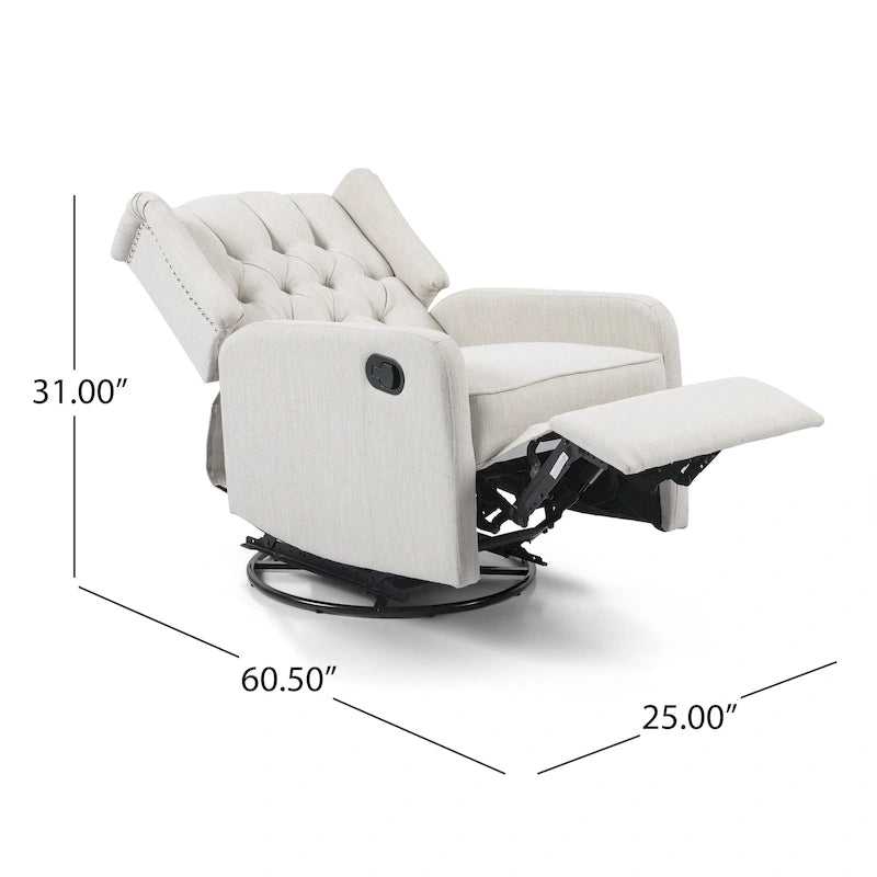 Fauteuil inclinable pivotant contemporain à dossier haut capitonné