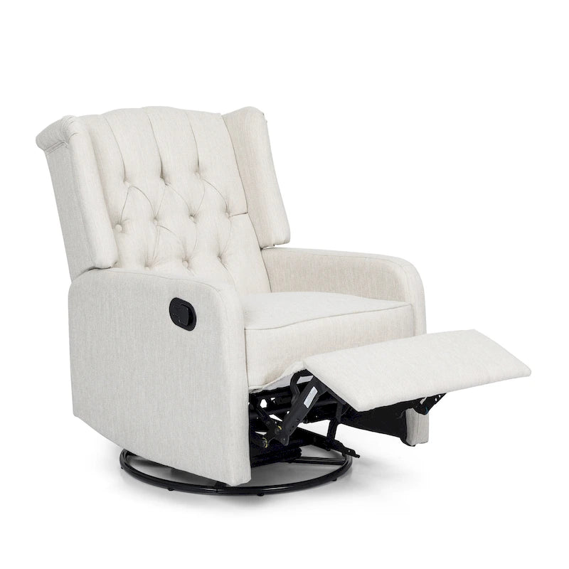 Fauteuil inclinable pivotant contemporain à dossier haut capitonné