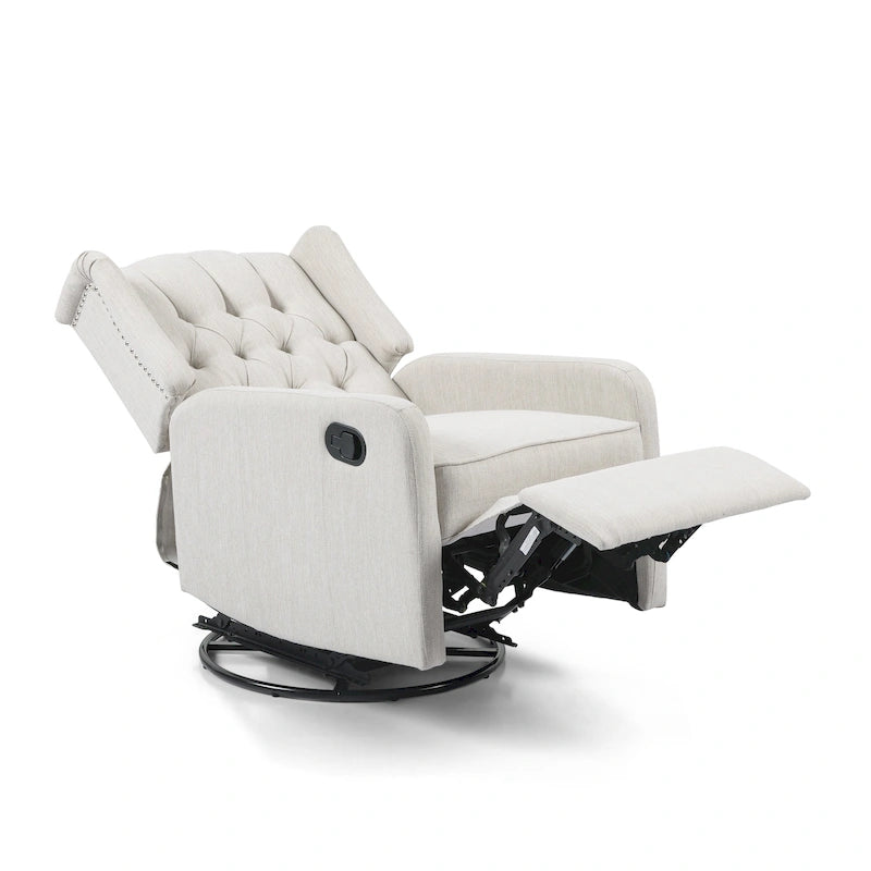 Fauteuil inclinable pivotant contemporain à dossier haut capitonné