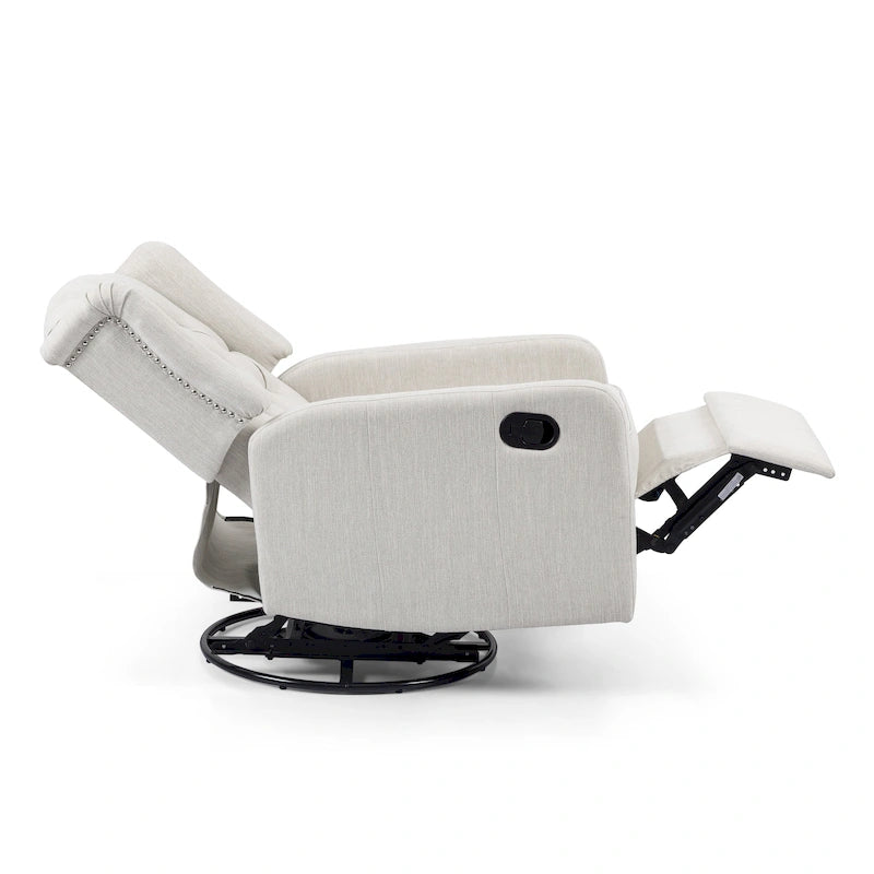 Fauteuil inclinable pivotant contemporain à dossier haut capitonné