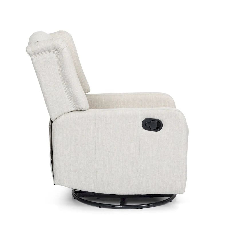 Fauteuil inclinable pivotant contemporain à dossier haut capitonné
