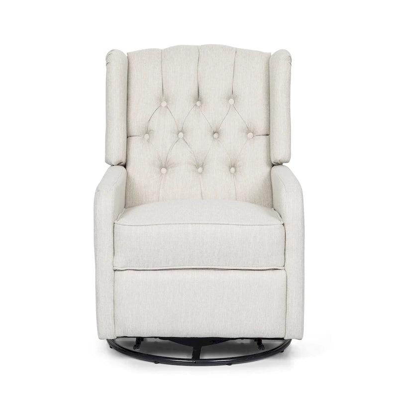 Fauteuil inclinable pivotant contemporain à dossier haut capitonné