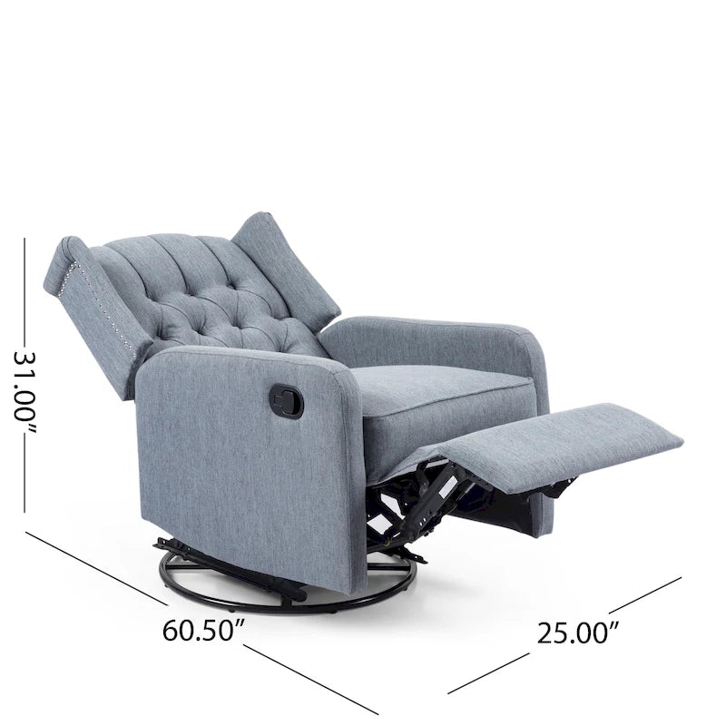 Fauteuil inclinable pivotant contemporain à dossier haut capitonné