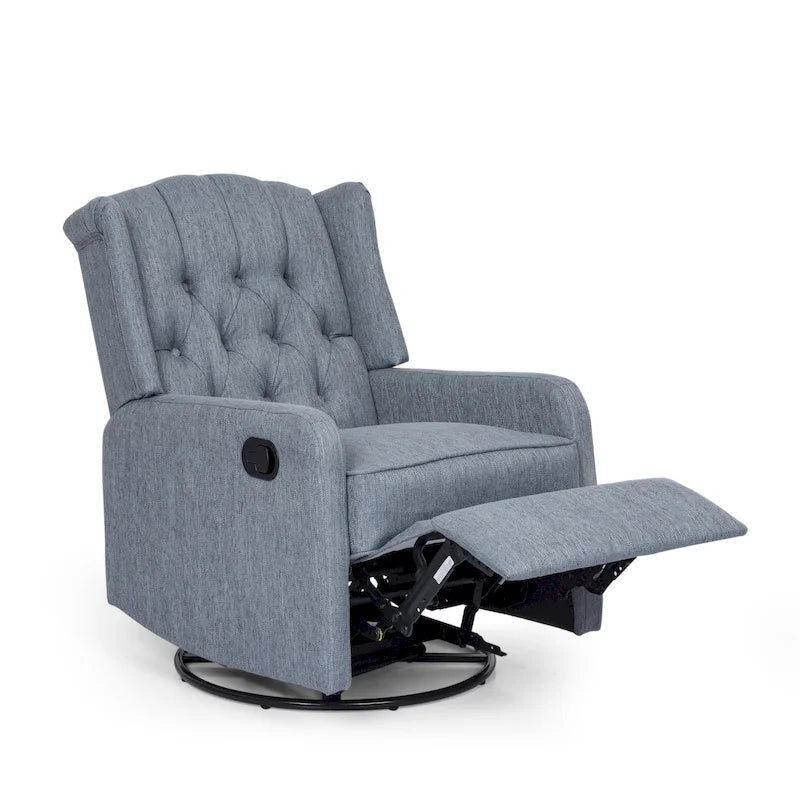 Fauteuil inclinable pivotant contemporain à dossier haut capitonné