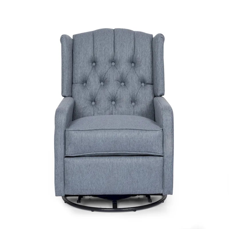 Fauteuil inclinable pivotant contemporain à dossier haut capitonné