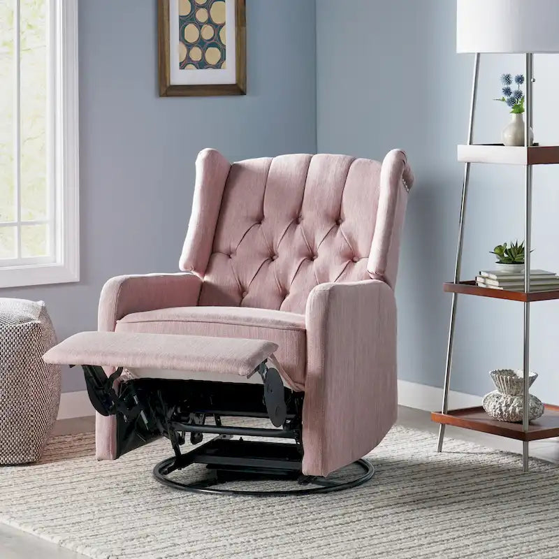 Fauteuil inclinable pivotant contemporain à dossier haut capitonné
