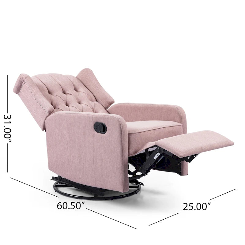 Fauteuil inclinable pivotant contemporain à dossier haut capitonné
