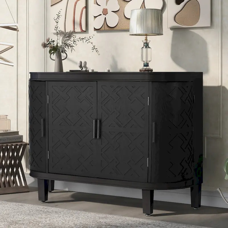 Credenza mobile da soggiorno retrò blu navy/nero/bianco/grigio antico