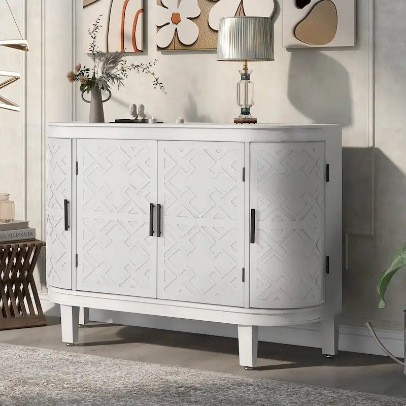 Credenza mobile da soggiorno retrò blu navy/nero/bianco/grigio antico