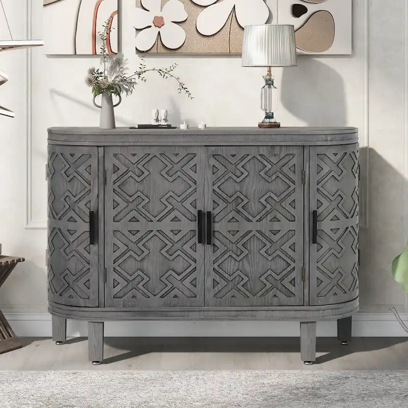 Credenza mobile da soggiorno retrò blu navy/nero/bianco/grigio antico