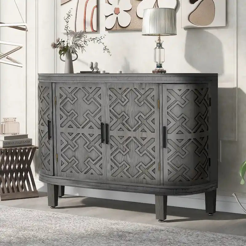 Credenza mobile da soggiorno retrò blu navy/nero/bianco/grigio antico