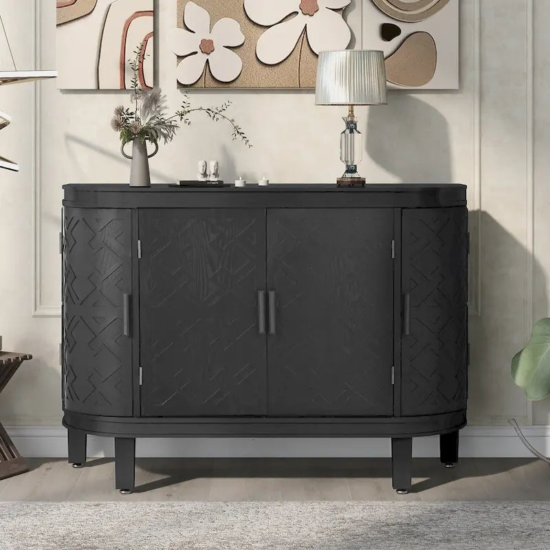Credenza mobile da soggiorno retrò blu navy/nero/bianco/grigio antico