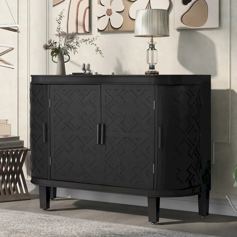Credenza mobile da soggiorno retrò blu navy/nero/bianco/grigio antico