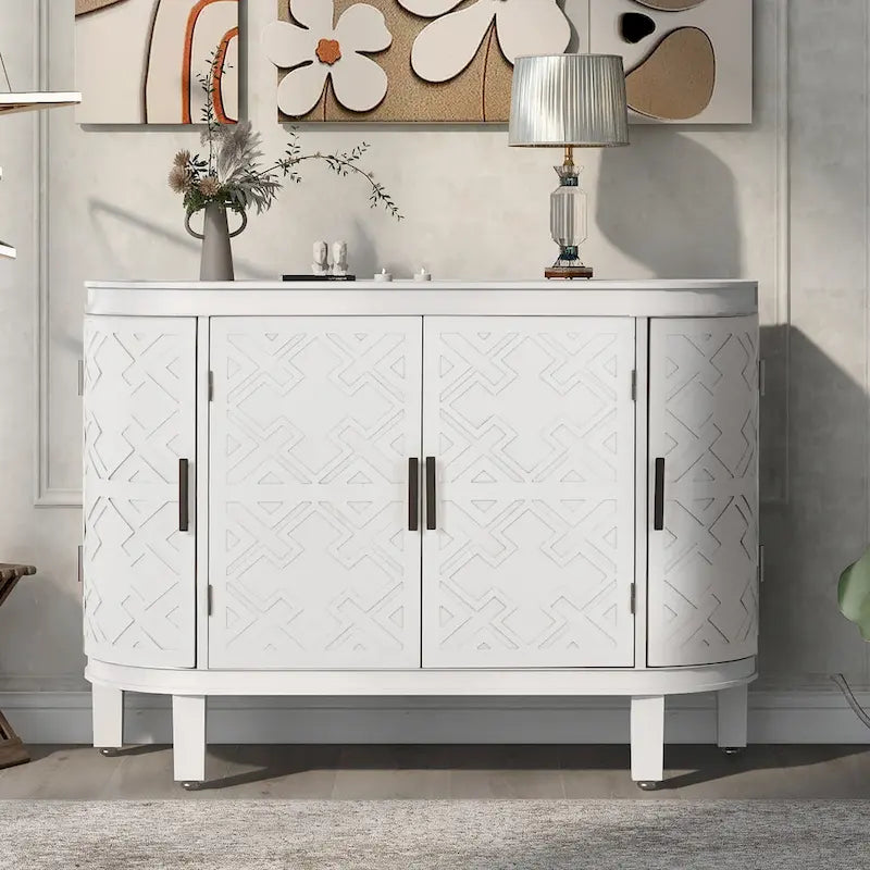 Credenza mobile da soggiorno retrò blu navy/nero/bianco/grigio antico