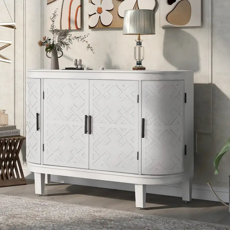 Credenza mobile da soggiorno retrò blu navy/nero/bianco/grigio antico