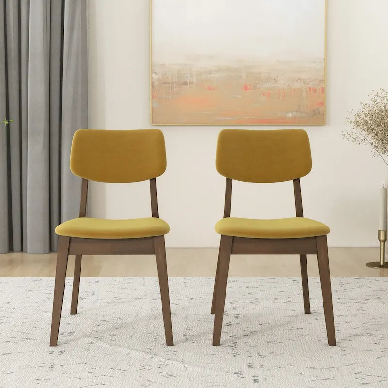 Sedia da pranzo in velluto Mid-Century in arancione bruciato/giallo scuro/blu, set da 2
