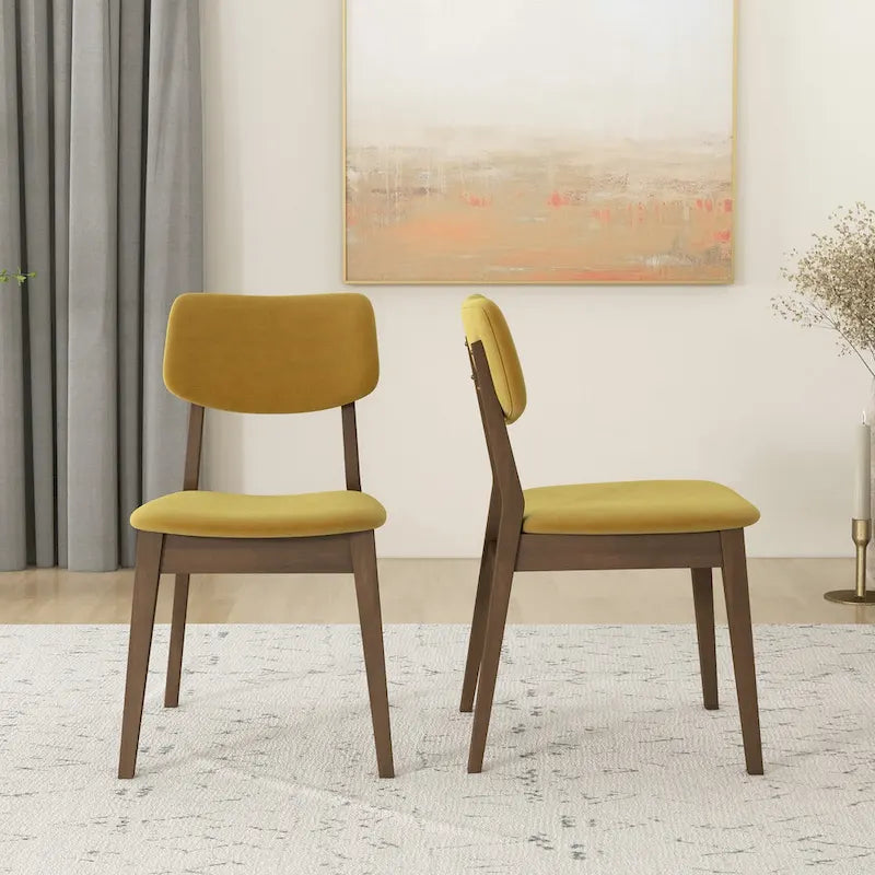 Sedia da pranzo in velluto Mid-Century in arancione bruciato/giallo scuro/blu, set da 2