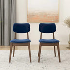 Sedia da pranzo in velluto Mid-Century in arancione bruciato/giallo scuro/blu, set da 2
