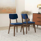 Sedia da pranzo in velluto Mid-Century in arancione bruciato/giallo scuro/blu, set da 2