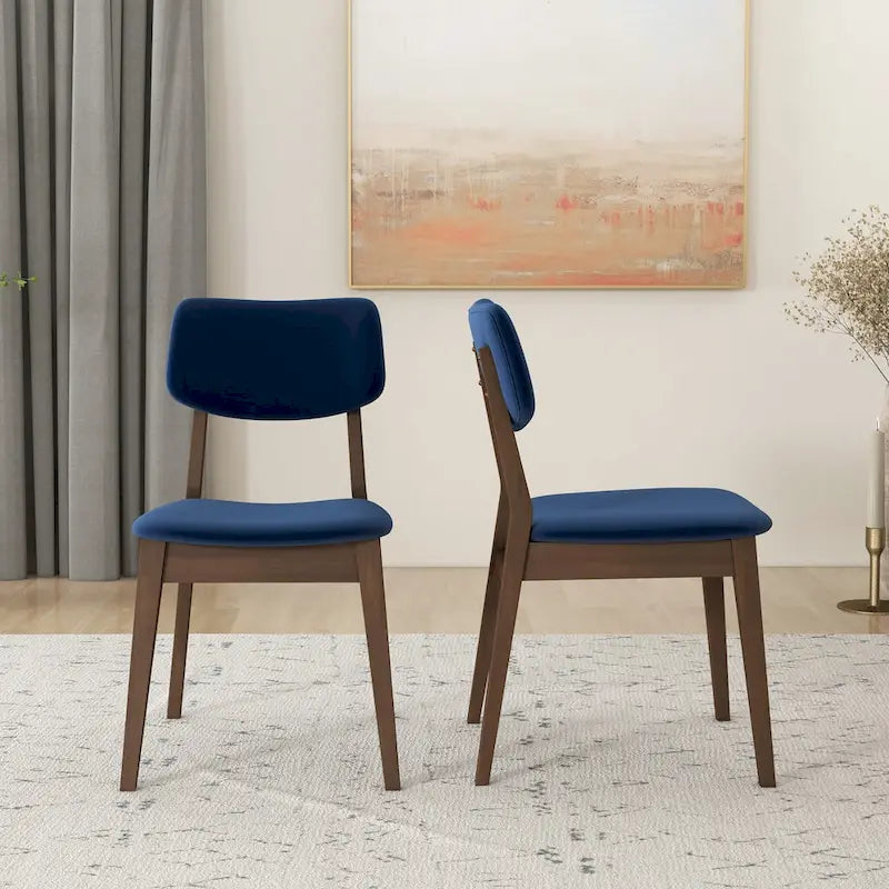 Sedia da pranzo in velluto Mid-Century in arancione bruciato/giallo scuro/blu, set da 2