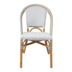 Sedia da bistrò in rattan bianco/grigio per 1 persona, stile da esterno