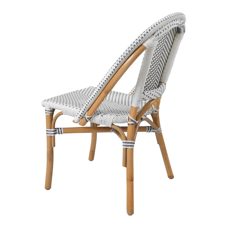 Sedia da bistrò in rattan bianco/grigio per 1 persona, stile da esterno