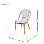 Sedia da bistrò in rattan bianco/grigio per 1 persona, stile da esterno