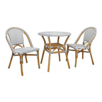 Sedia da bistrò in rattan bianco/grigio per 1 persona, stile da esterno