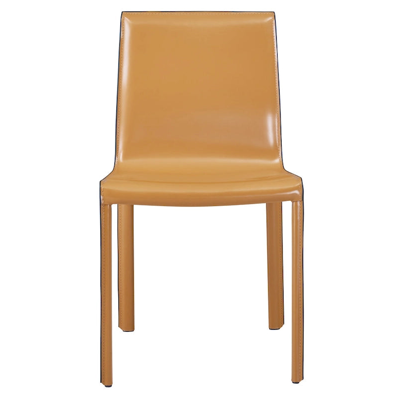 Sedia da pranzo in pelle riciclata, set da 2 – Castagno / Night Shade / Vaniglia / Antracite / Cordovan