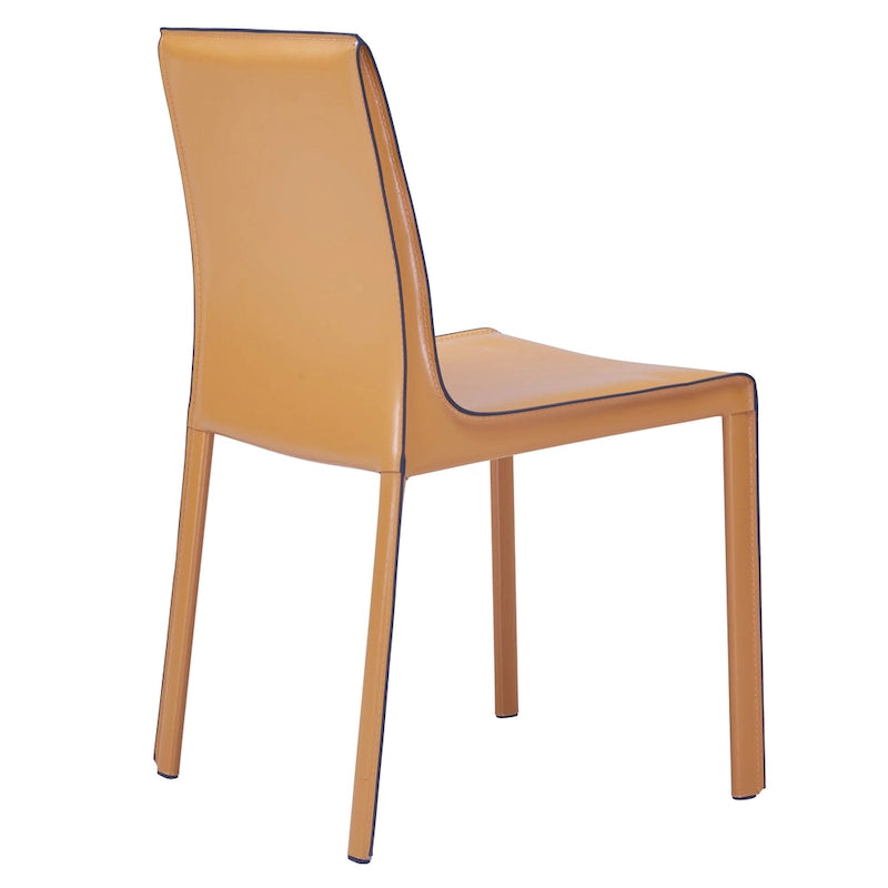 Sedia da pranzo in pelle riciclata, set da 2 – Castagno / Night Shade / Vaniglia / Antracite / Cordovan