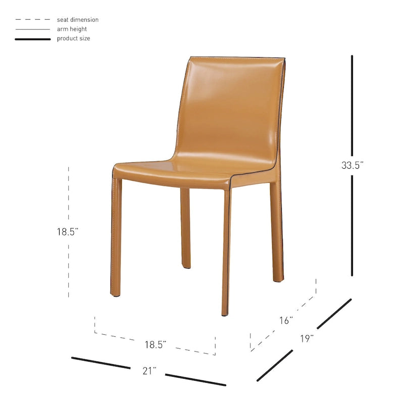 Sedia da pranzo in pelle riciclata, set da 2 – Castagno / Night Shade / Vaniglia / Antracite / Cordovan