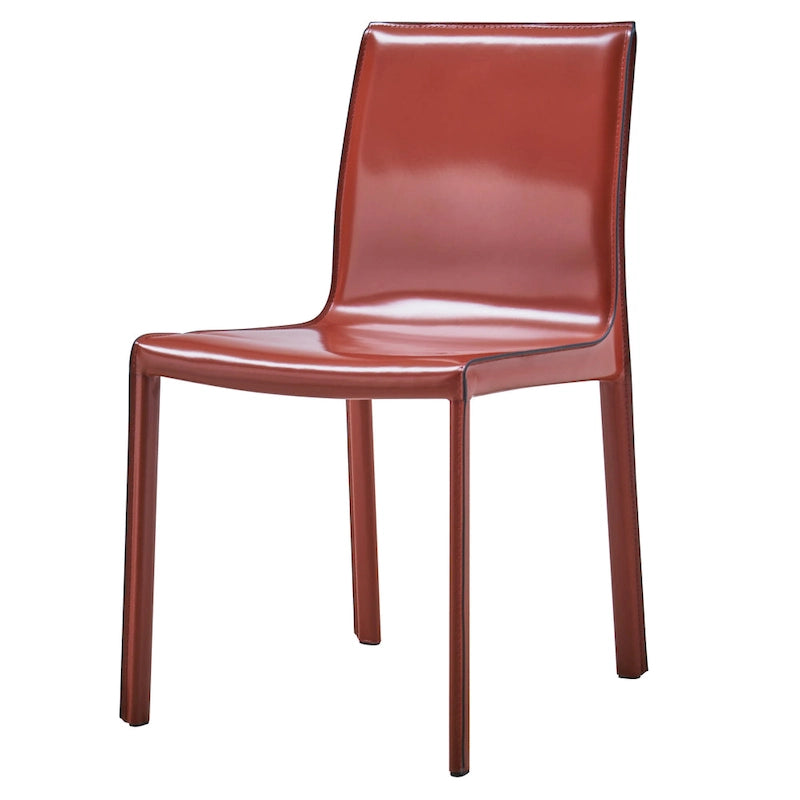 Sedia da pranzo in pelle riciclata, set da 2 – Castagno / Night Shade / Vaniglia / Antracite / Cordovan