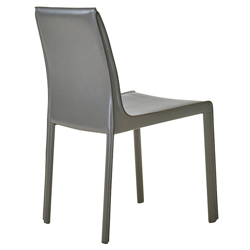 Sedia da pranzo in pelle riciclata, set da 2 – Castagno / Night Shade / Vaniglia / Antracite / Cordovan