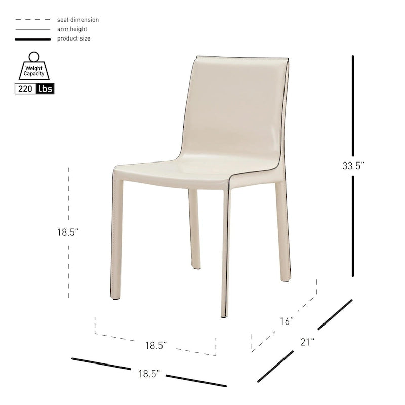 Sedia da pranzo in pelle riciclata, set da 2 – Castagno / Night Shade / Vaniglia / Antracite / Cordovan