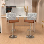 Set di 2 sgabelli da bar girevoli regolabili, in pelle PU con braccioli e schienale – Bianco / Nero / Grigio scuro / Grigio / Bianco+Marrone