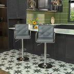 Set di 2 sgabelli da bar girevoli regolabili, in pelle PU con braccioli e schienale – Bianco / Nero / Grigio scuro / Grigio / Bianco+Marrone