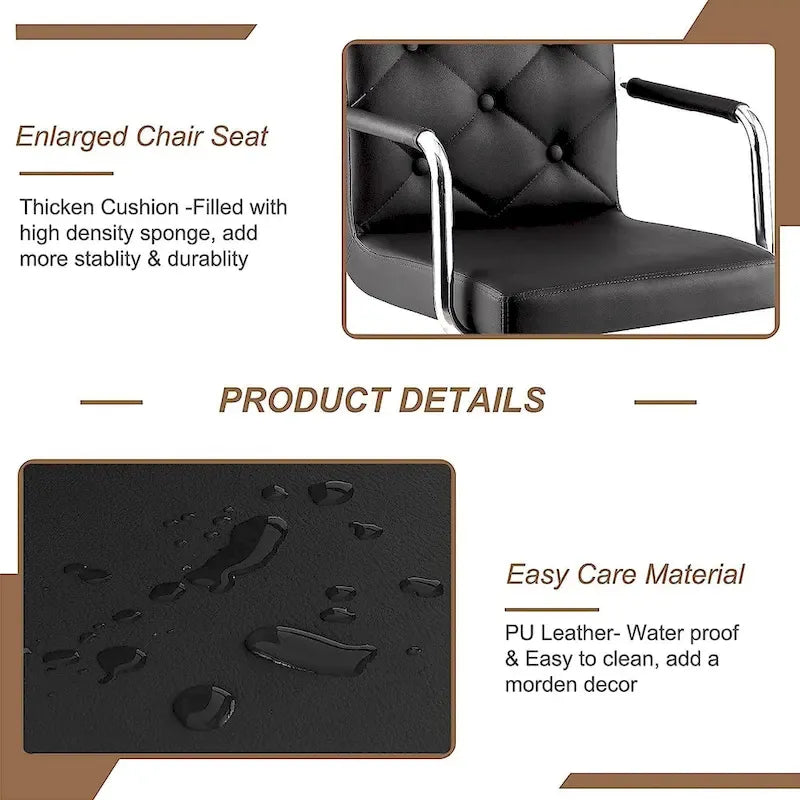 Set di 2 sgabelli da bar girevoli regolabili, in pelle PU con braccioli e schienale – Bianco / Nero / Grigio scuro / Grigio / Bianco+Marrone