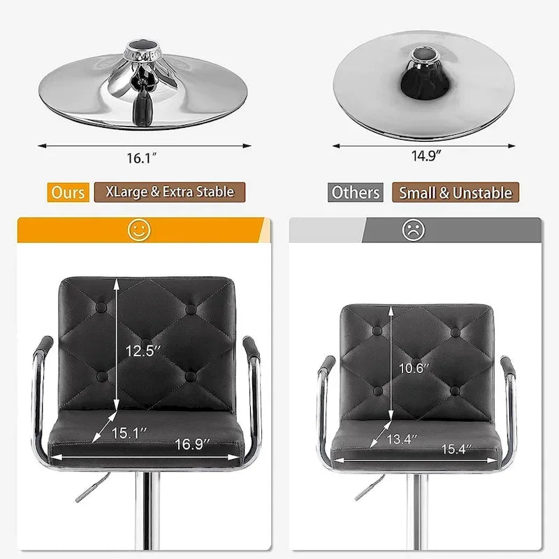 Set di 2 sgabelli da bar girevoli regolabili, in pelle PU con braccioli e schienale – Bianco / Nero / Grigio scuro / Grigio / Bianco+Marrone
