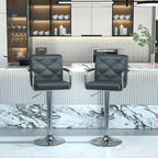 Set di 2 sgabelli da bar girevoli regolabili, in pelle PU con braccioli e schienale – Bianco / Nero / Grigio scuro / Grigio / Bianco+Marrone