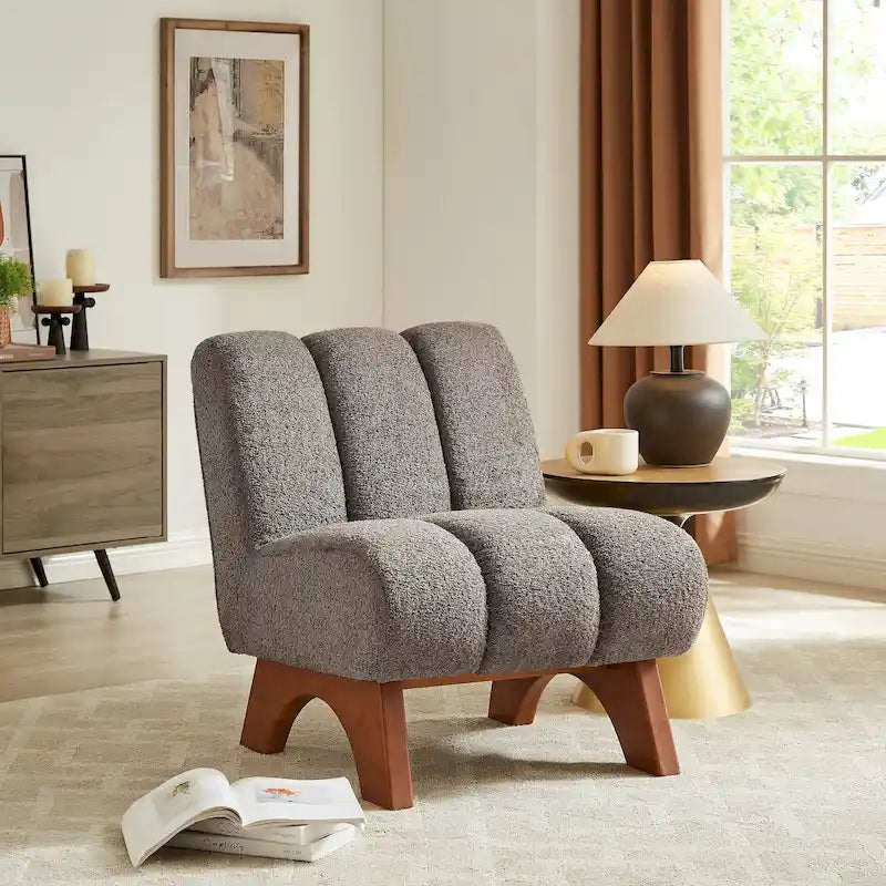 Fauteuil canapé d'appoint moderne en bois et tissu